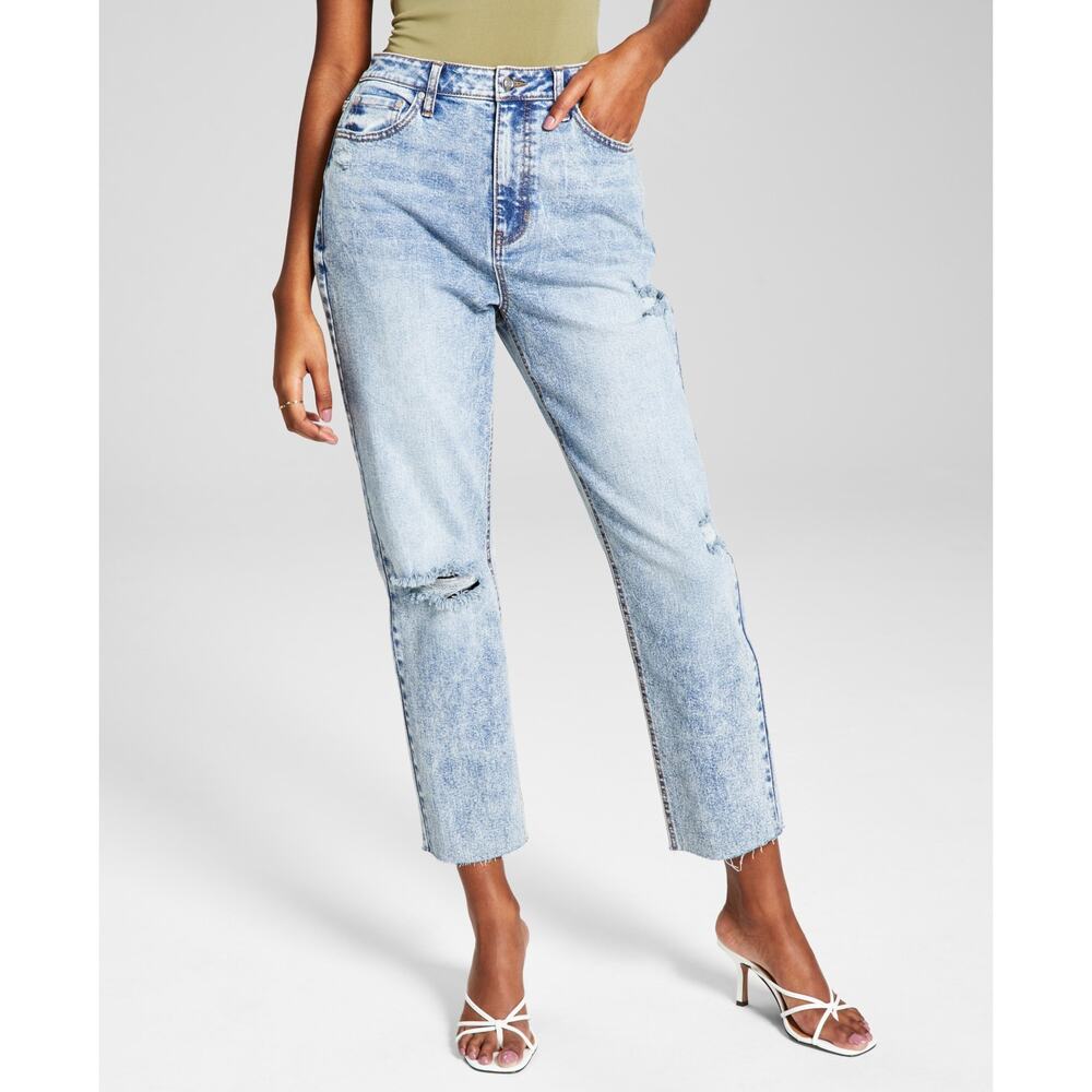 And Now This Light Wash Distressed Ripped Mom Jeans High Rise Size 24" New